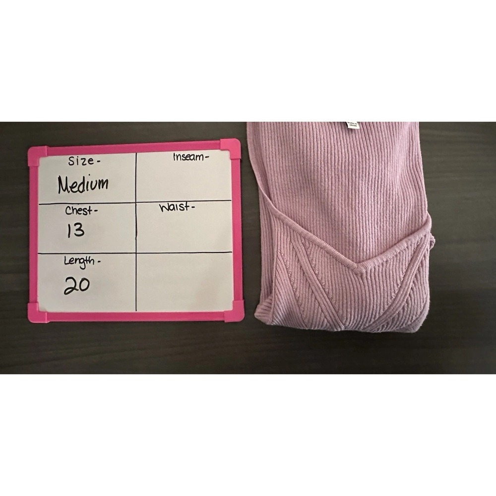 Womens Coquette Balletcore Sweater Size Medium Pink‎ Soft Girl Knit Ribbed - Picture 6 of 6